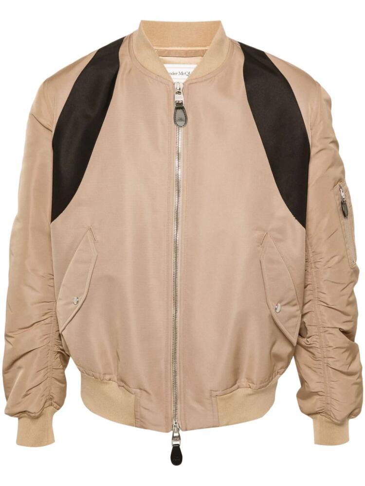 Alexander McQueen contrasting-panel bomber jacket - Neutrals Cover