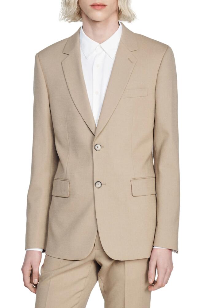 sandro Legacy Stretch Wool Blazer in Beige Cover