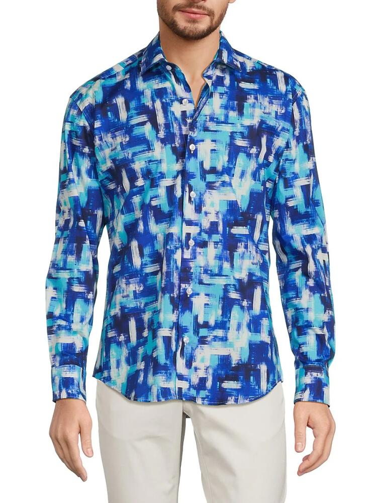 Bertigo Men's Hunter Abstract Print Shirt - Black Cover