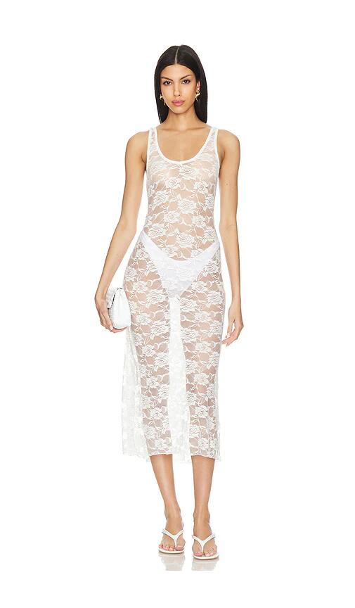 Indah Amara Lace Midi Dress in White Cover