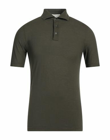 Filippo De Laurentiis Man Polo shirt Dark green Cotton Cover