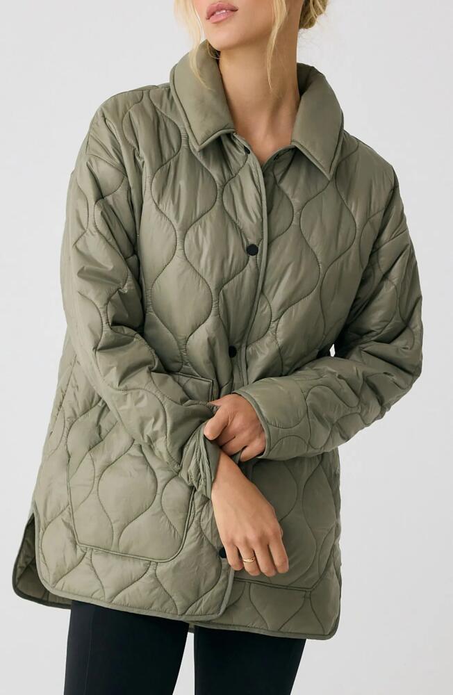 Lole The Quilted Water Repellent Nylon Shacket in Hazel Cover