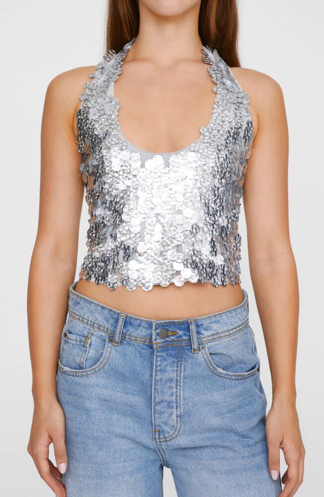 NASTY GAL Paillette Halter Top in Silver Cover