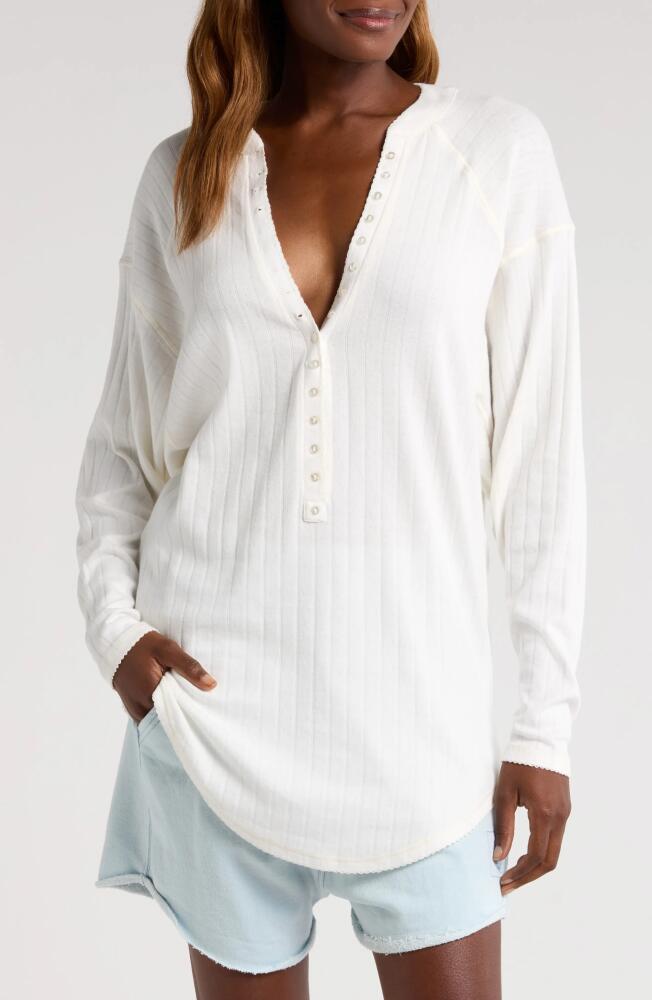 Free People Coffee Chat Pointelle Cotton Lounge Top in Sugar Swizzle Cover