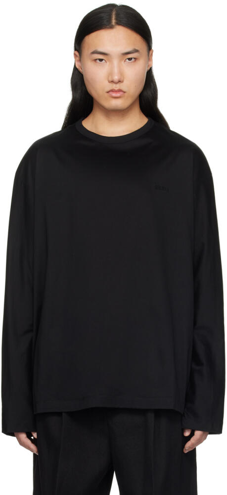 Juun.J Black Embroidered Long Sleeve T-Shirt Cover