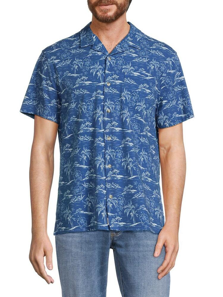 Fair Harbor Men's The Casablanca Island Graphic Camp Shirt - Blue Island Cover