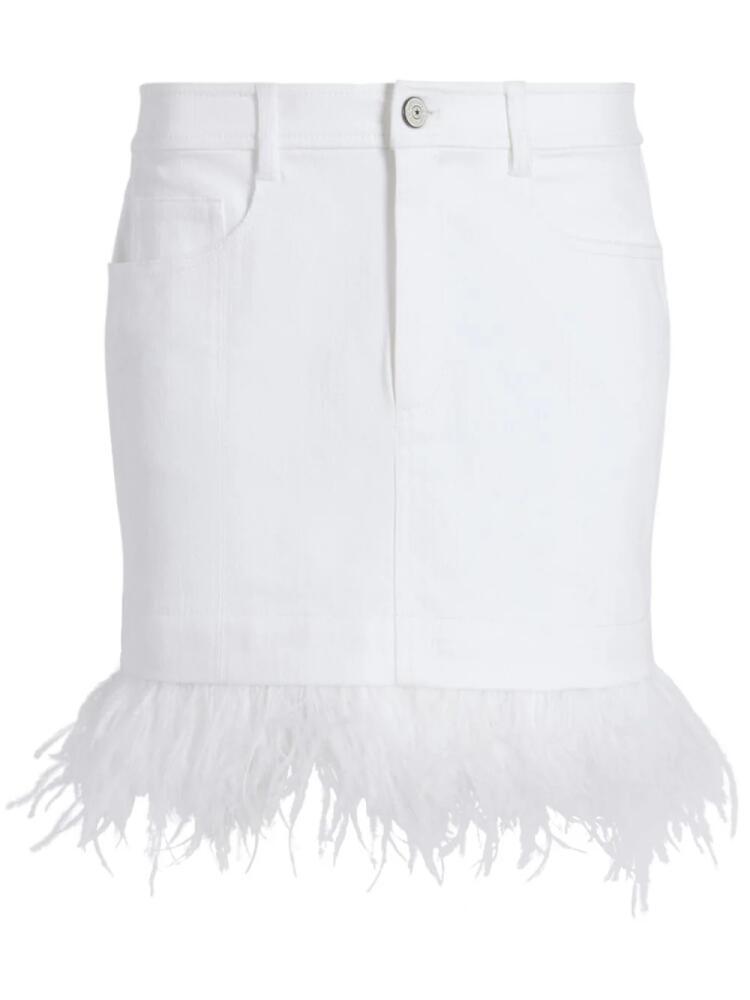 Cinq A Sept feather-trim denim mini skirt - White Cover