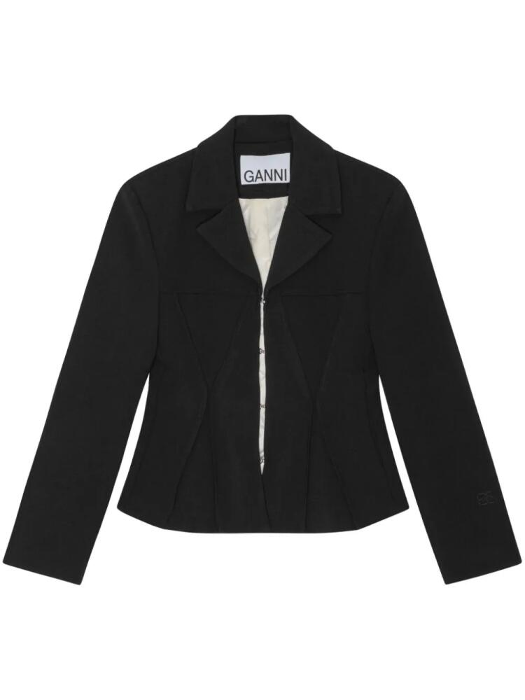 GANNI bonded crepe blazer - Black Cover