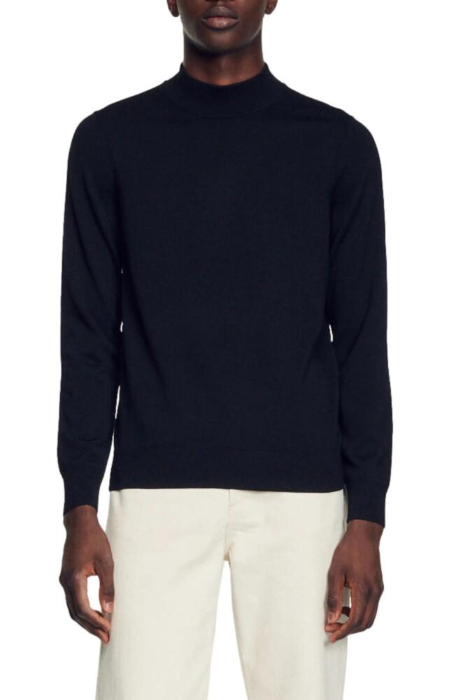 sandro Industrial Mock Neck Wool Sweater in Black Cover