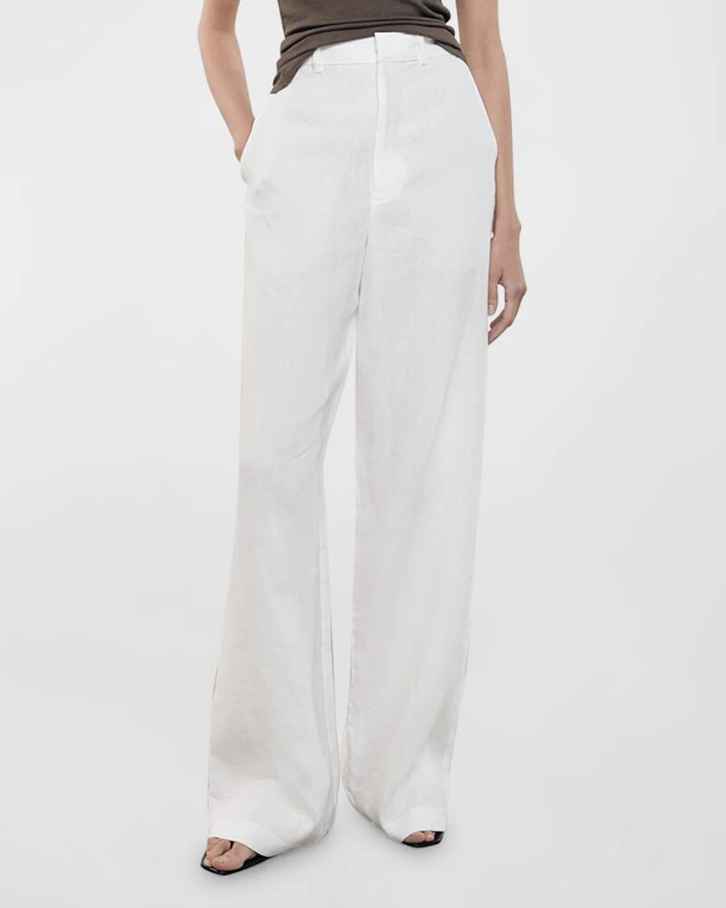 Enza Costa Straight-Leg Linen Trousers Cover