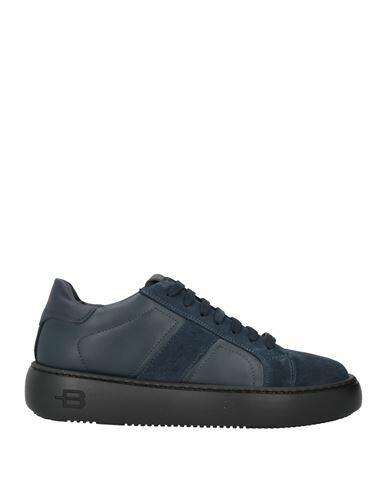 Baldinini Man Sneakers Navy blue Soft Leather Cover