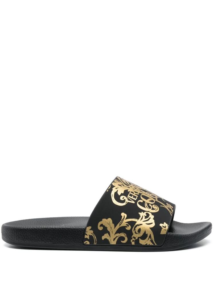 Versace Jeans Couture 'Barocco' print slides - Black Cover