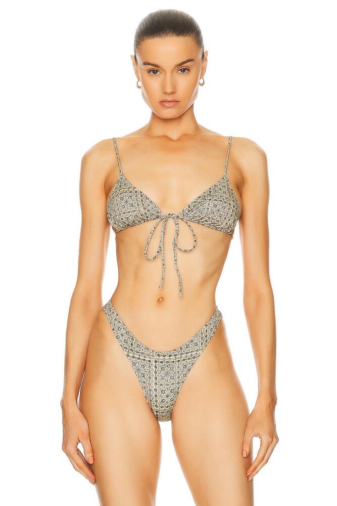 Heavy Manners Triangle Front Tie Bikini Top in Taupe Cover