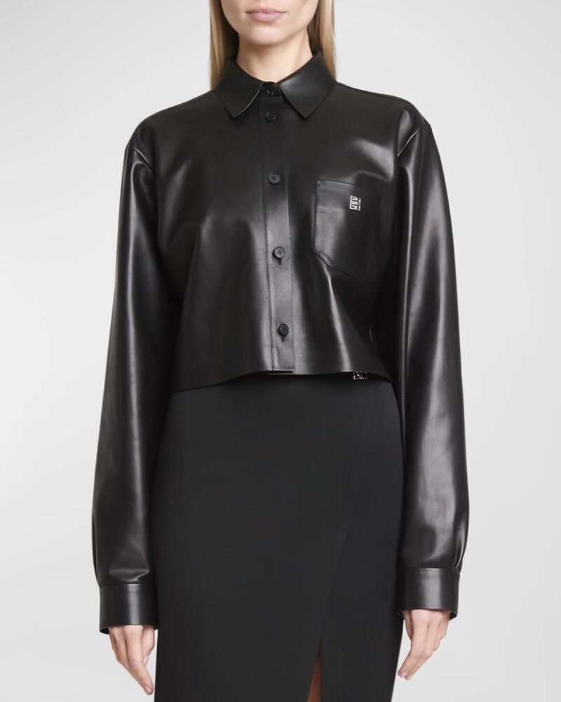 Givenchy Leather Button-Down Crop Shirt Cover