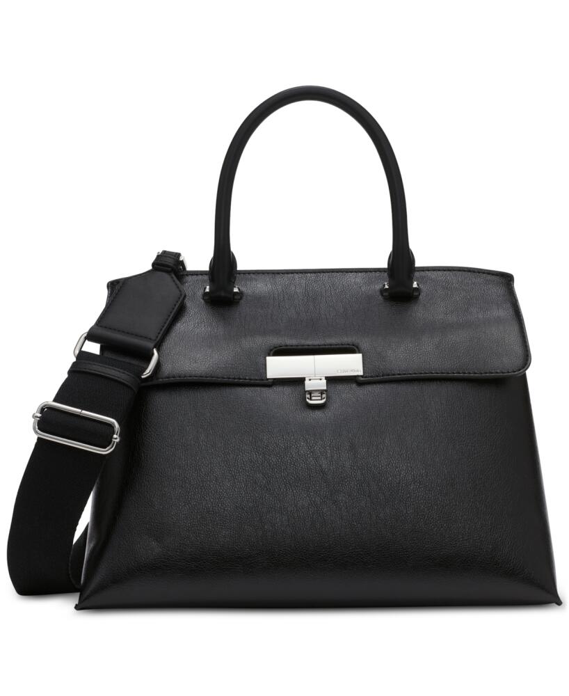 Calvin Klein Becky Turnlock Convertible Satchel - Black/silver Cover