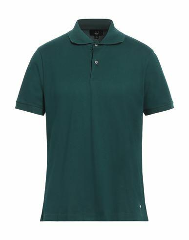 Dunhill Man Polo shirt Dark green Cotton, Elastane Cover