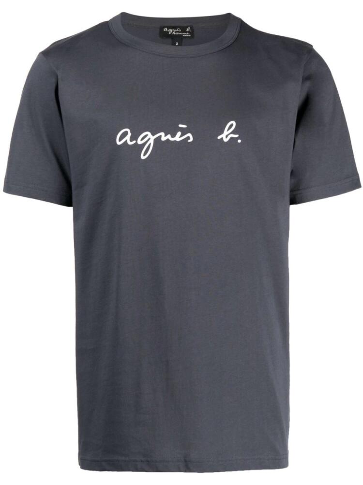 agnès b. logo-print cotton T-shirt - Grey Cover