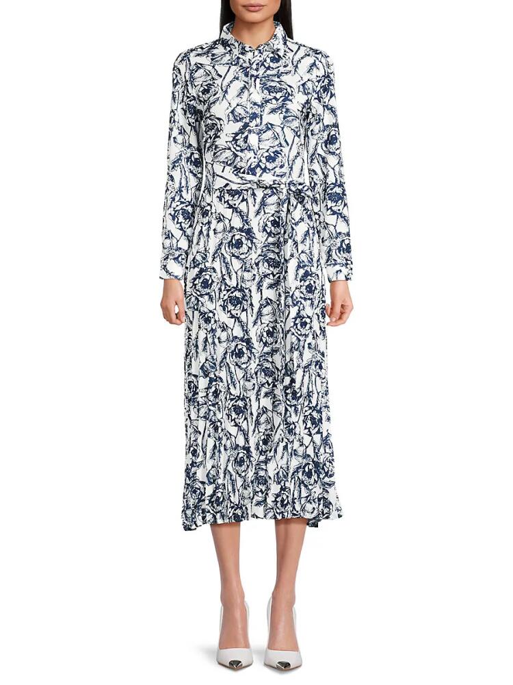 YAL New York Women's Floral Pleated Maxi Dress - Blue Cover