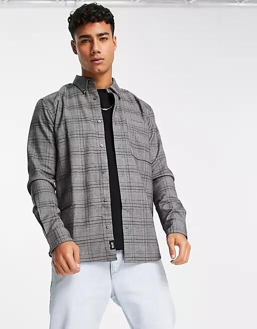 Only & Sons smart check overshirt in dark gray Cover