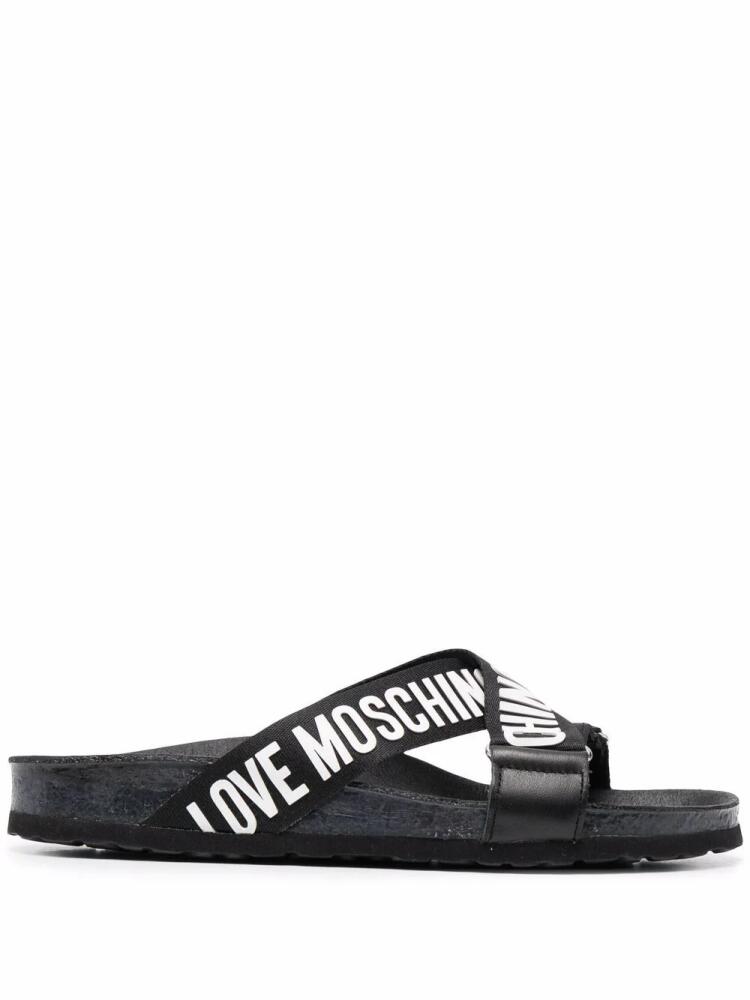 Love Moschino logo open-toe slides - Black Cover