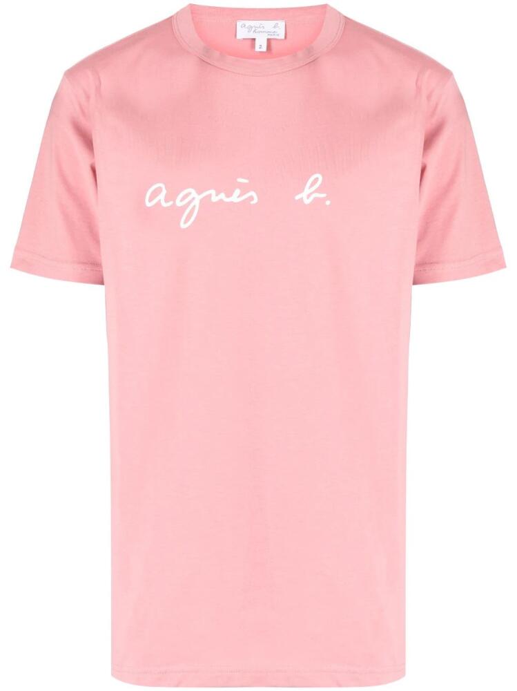 agnès b. logo-print cotton T-shirt - Pink Cover