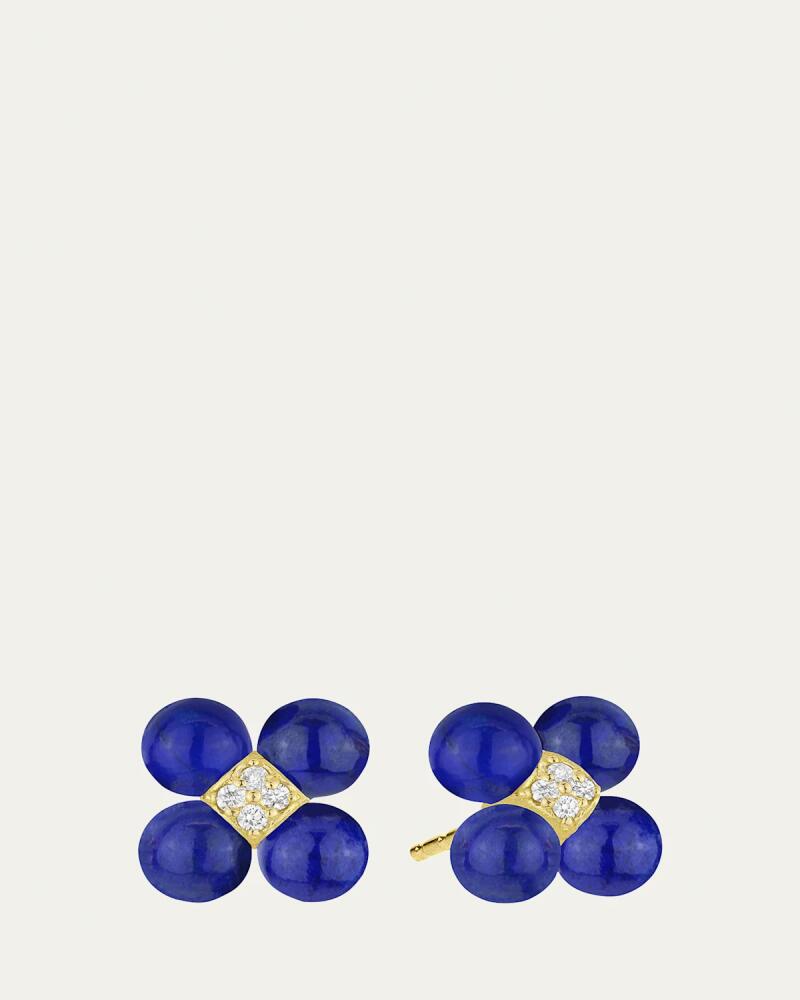 Paul Morelli Sequence 18k Gold Stud Earrings with Lapis and Diamond Cover