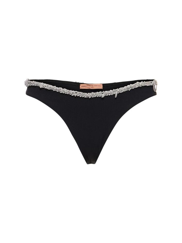 ERMANNO SCERVINO Lycra Embroidered Bikini Bottom Cover