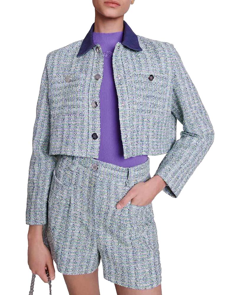 Maje Voelia Tweed Cropped Blazer Cover