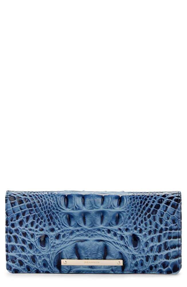 Brahmin 'Ady' Croc Embossed Continental Wallet in Blue Serenade Cover