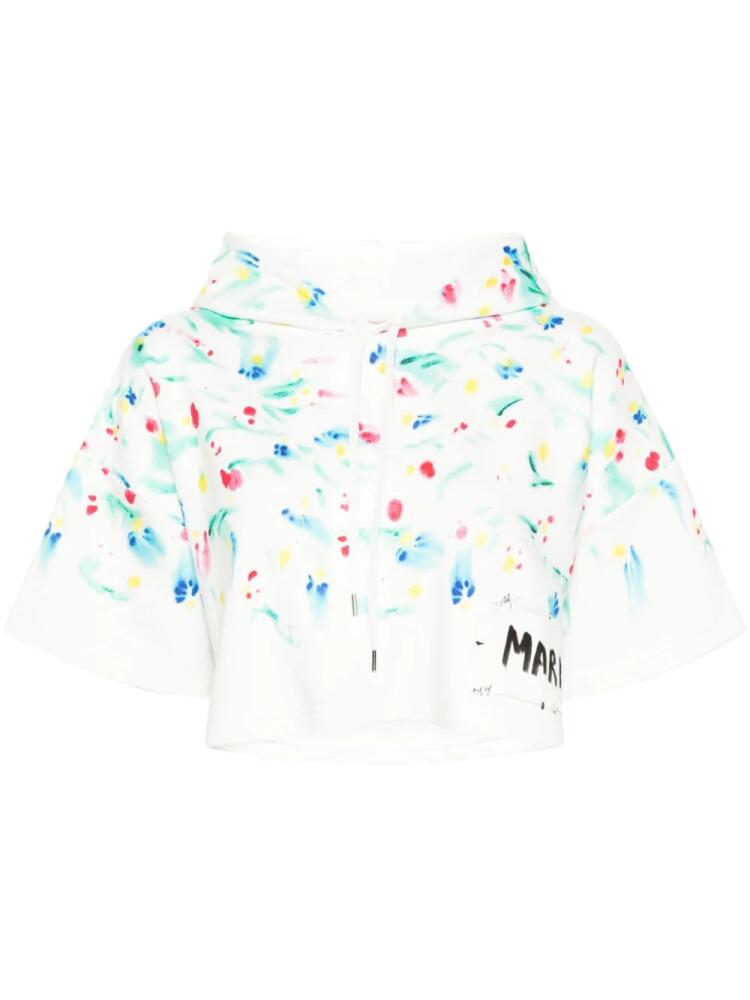 Marni floral-print cotton hoodie - White Cover