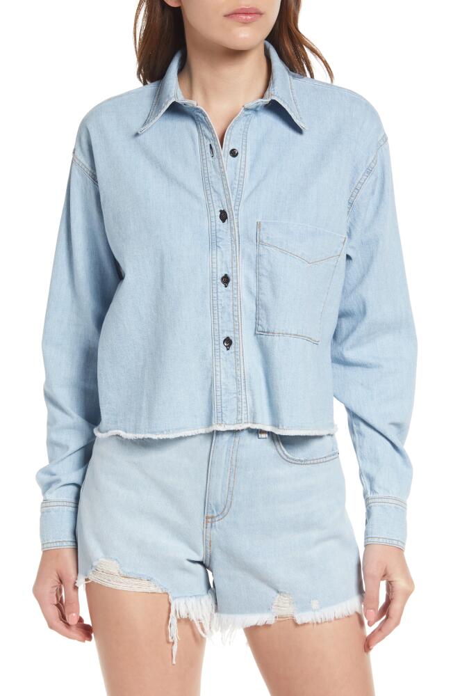 ASKK NY Fray Crop Denim Shirt in Vintage Cover