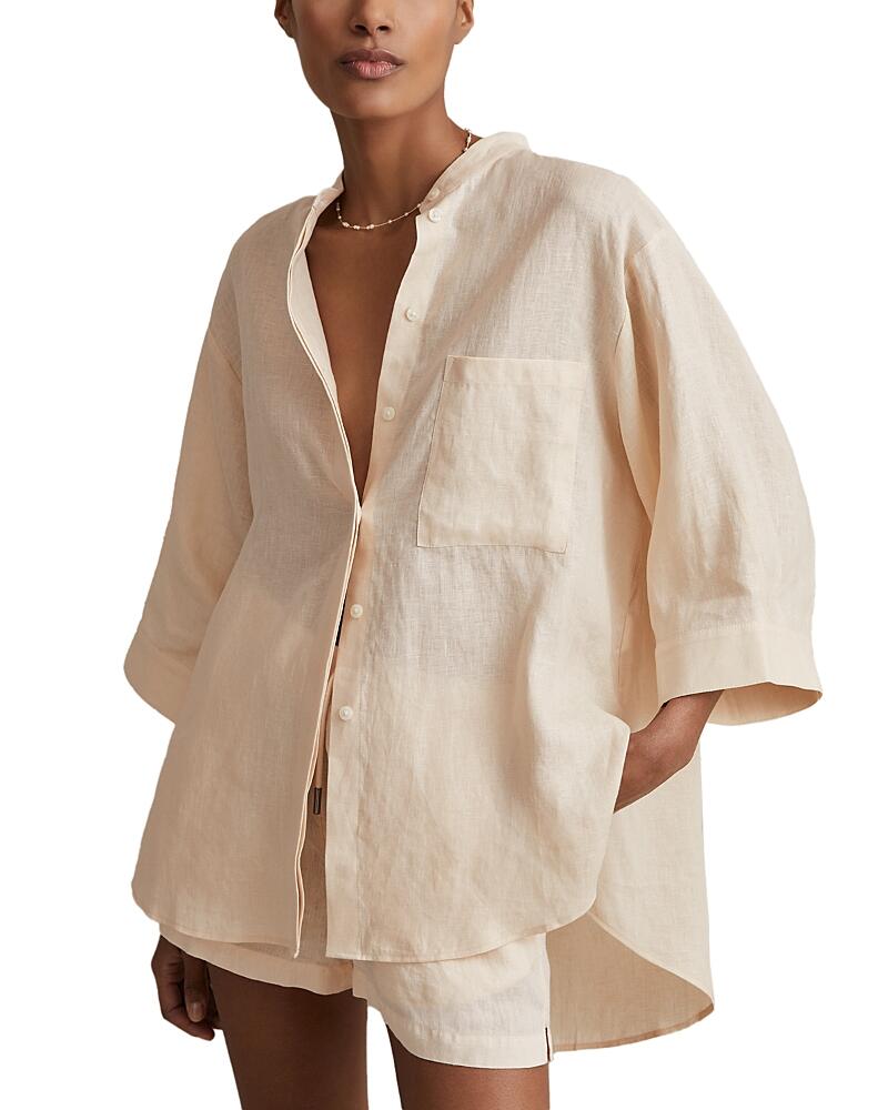 Reiss Winona Linen Large Sleeve Shirt Cover