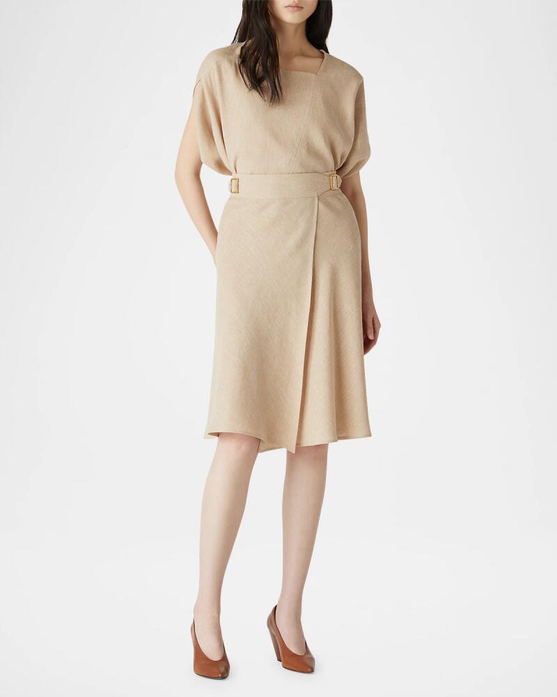 Loro Piana Irene Linen Crepe Buckle Wrap Skirt Cover