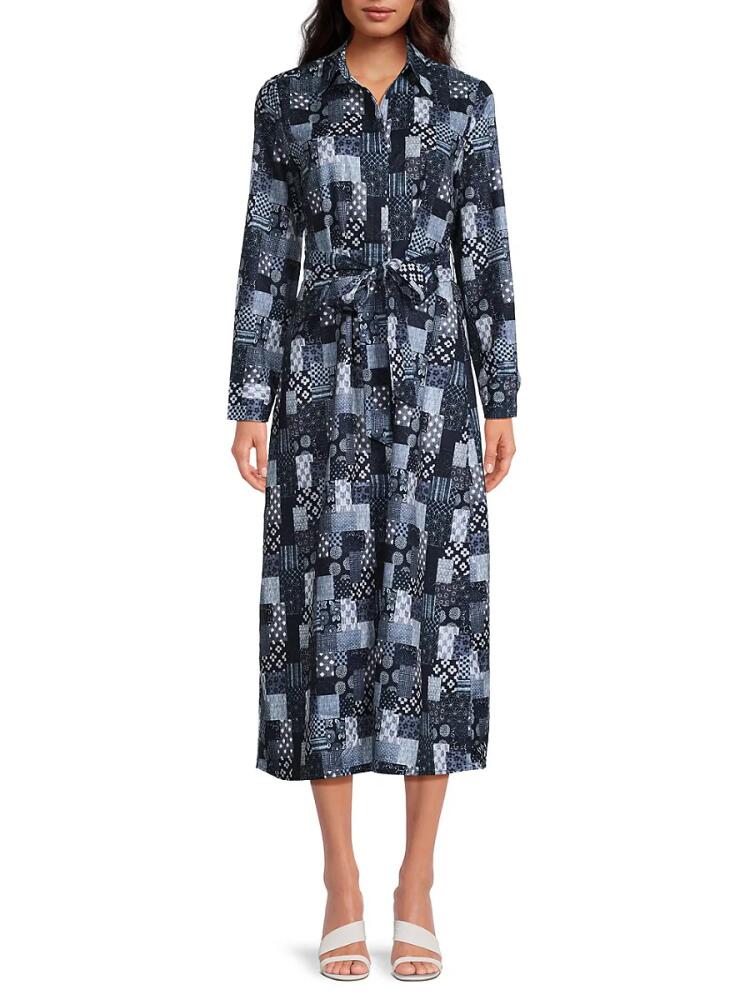 YAL New York Women's Mixed Print Midaxi Shirtdress - Blue Cover