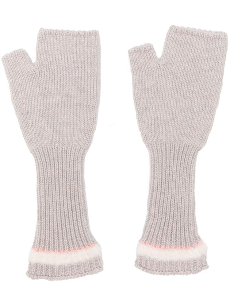 Barrie shearling-trim fingerless gloves - Grey Cover