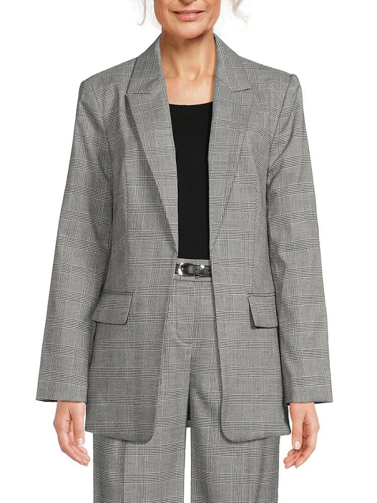 Calvin Klein Women's Houndstooth Open Front Blazer - Black White Cover