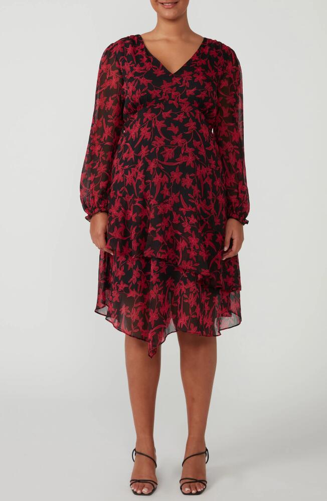 Estelle Bloom Luxe Long Sleeve Dress in Black/red Print Cover