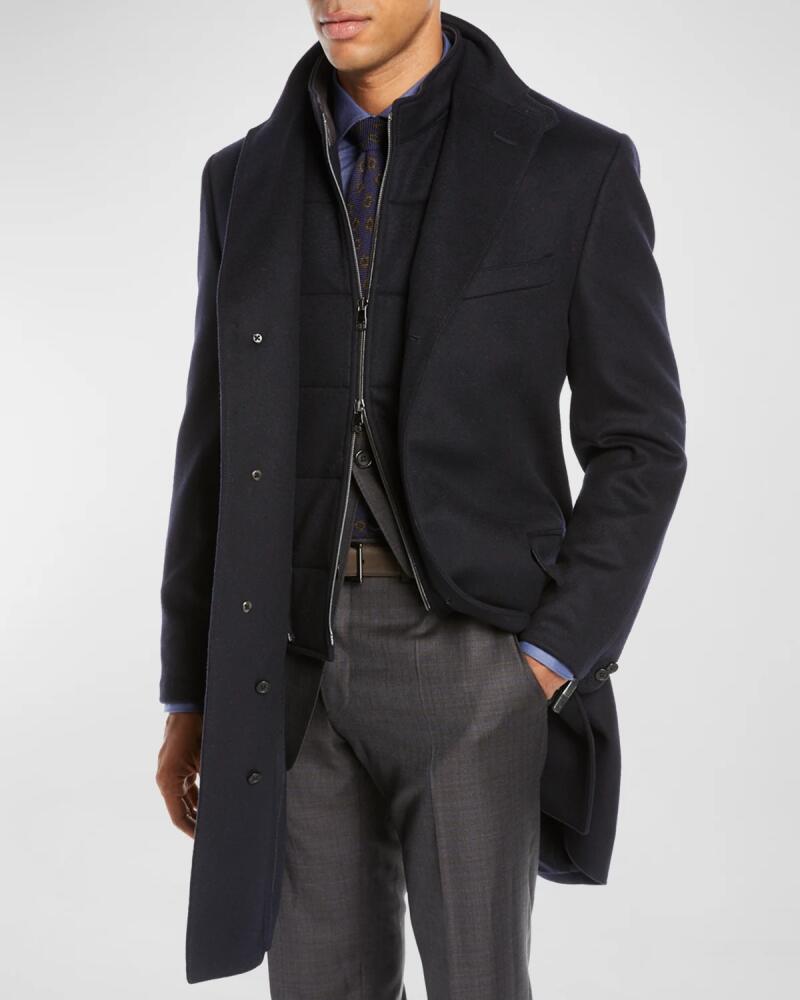 Corneliani Men's ID Wool Top Coat, Navy Cover