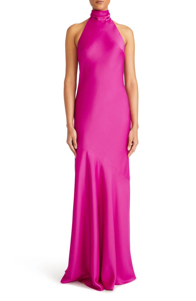 ML Monique Lhuillier Caroline Halter Neck Gown in Berry Cover