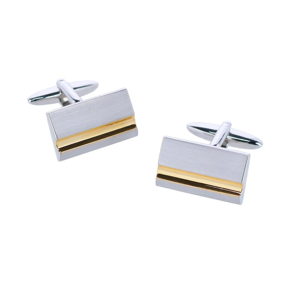 Trafalgar Stately Shiny Gold and Brushed Rhodium Cufflinks in Silver With Gold Cover