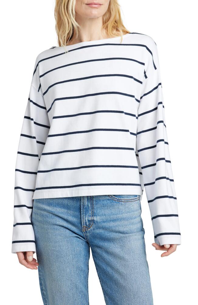 Faherty Rugby Stripe Organic Cotton Boat Neck T-Shirt in White Osprey Stripe Cover