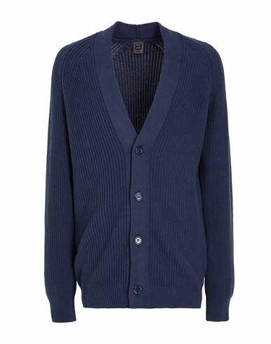 8 By Yoox Cotton Rib Knit Cardigan Man Cardigan Midnight blue Cotton, Recycled cotton Cover