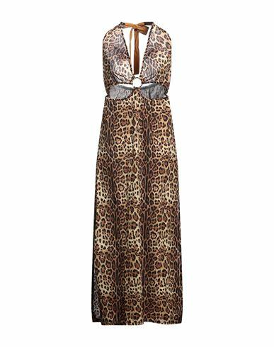 4giveness Woman Maxi dress Dark brown Viscose, Elastane Cover