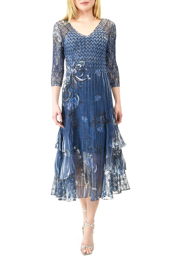 Komarov Floral Charmeuse & Chiffon Midi Cocktail Dress in Paisley Fleur Cover