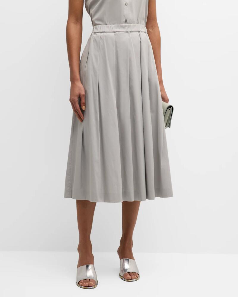 FABIANA FILIPPI Pleated A-Line Stretch Poplin Midi Skirt Cover