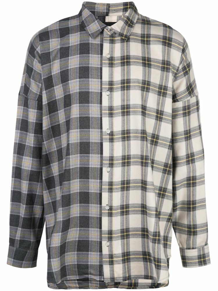 Mostly Heard Rarely Seen plaid colour block shirt - Grey Cover