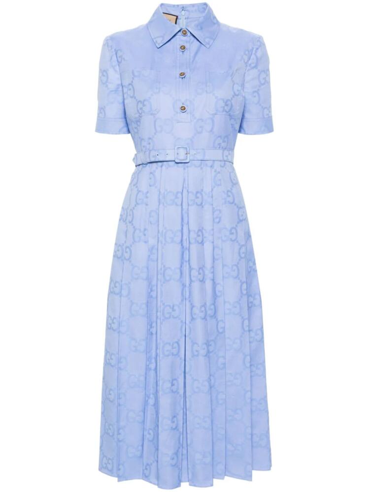 Gucci GG-jacquard midi dress - Blue Cover