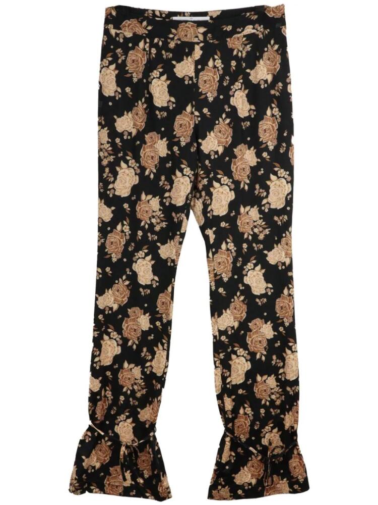 Rokh rose-print tied-hem trousers - Black Cover