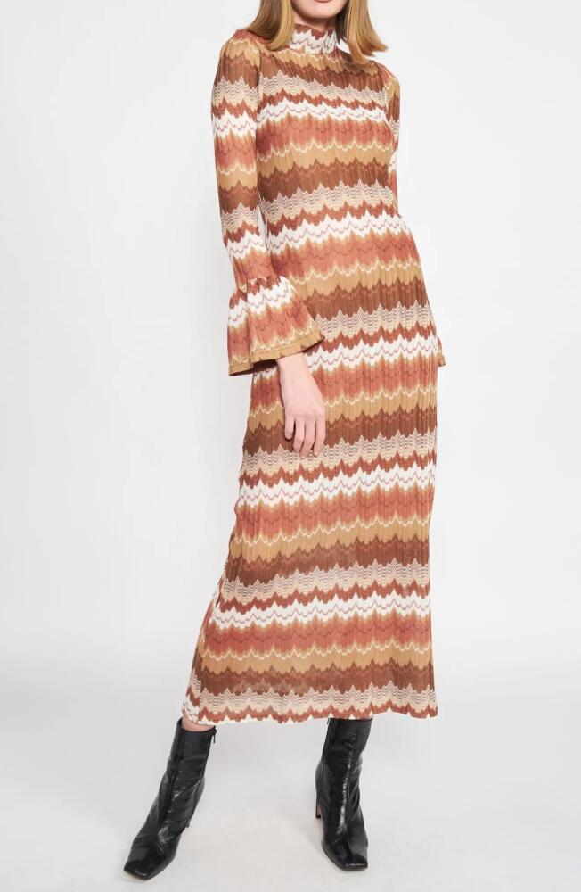 En Saison Wavy Stripe Long Sleeve Sweater Dress in Multi Cover