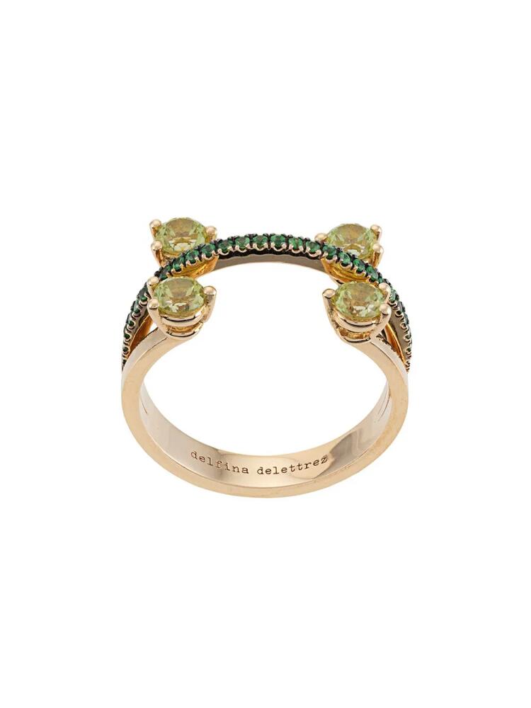 Delfina Delettrez 18kt yellow gold Linked Dots 18kt yellow gold peridot and tsavorite ring Cover